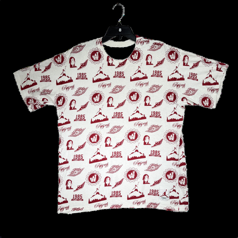 White Jordan Flight Club 1985 All Over Print T-Shirt Large
